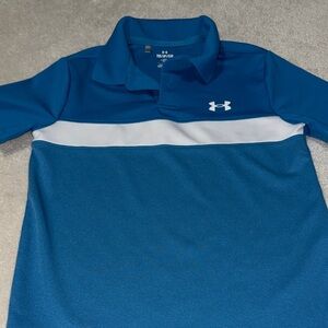 Under Armour Blue and White Polo Shirt boys
